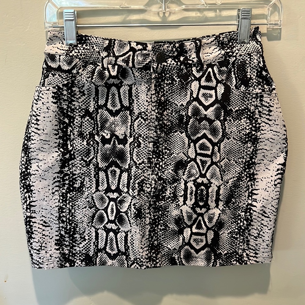Motel denim mini broomy skirt
